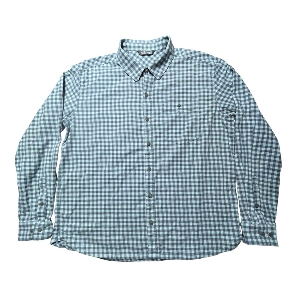 Stio Men’s XL Flannel Long Sleeve Button Up Gingham Check Blue